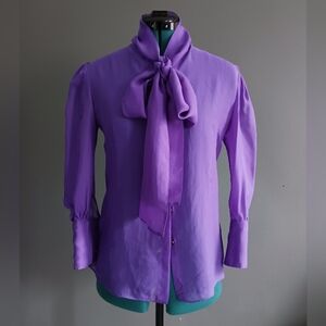 Dolce & Gabbana Purple Silk Button Down Blouse Size IT 40